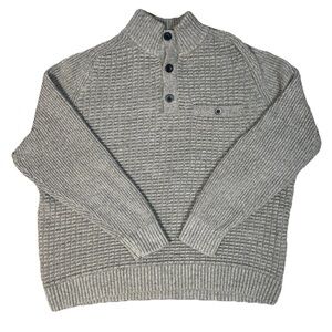 Duluth Trading Co Burly Retirement Button Mock Cotton Knit Sweater Mens Size XL